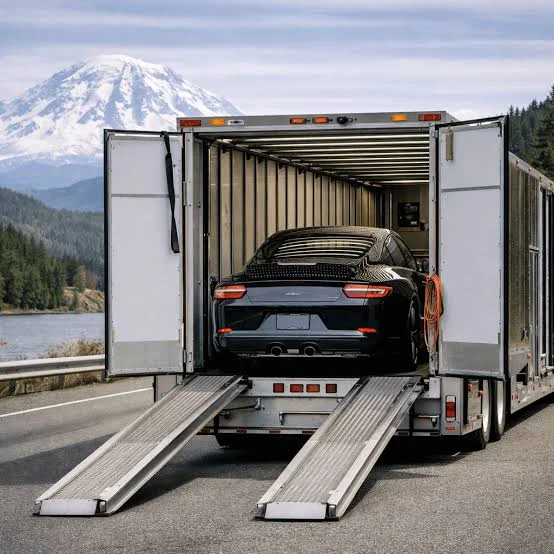 Vehicle inside enclosed carrier